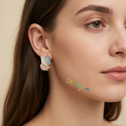 Light Purple Enamel & 18K Gold-Plated Butterfly Stud Earrings