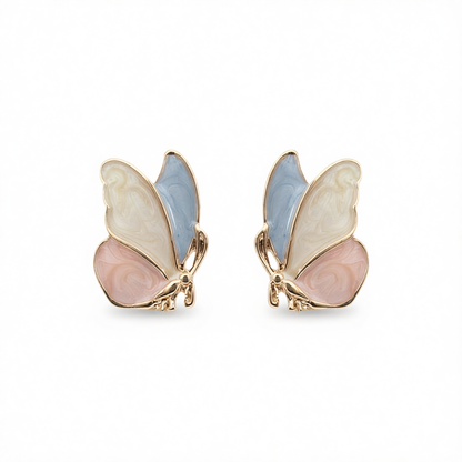 Light Purple Enamel & 18K Gold-Plated Butterfly Stud Earrings