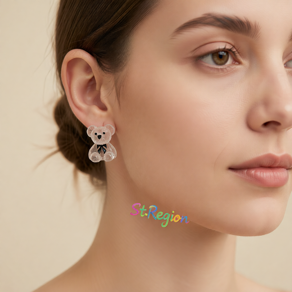 Resin Bear Stud Earrings