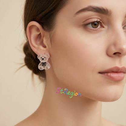 Resin Bear Stud Earrings