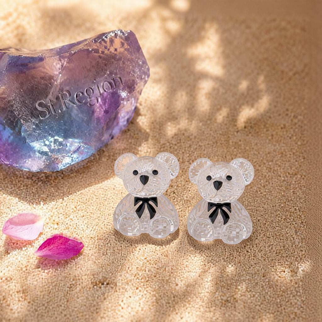 Resin Bear Stud Earrings