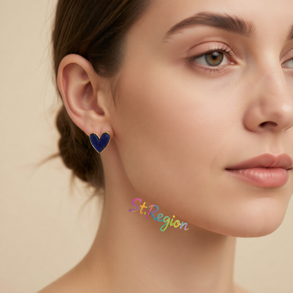 Blue Acrylic & 18K Gold-Plated Heart Stud Earrings