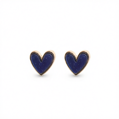 Blue Acrylic & 18K Gold-Plated Heart Stud Earrings