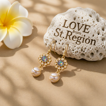Pearl & Resin 18K Gold-Plated Flower Drop Earrings