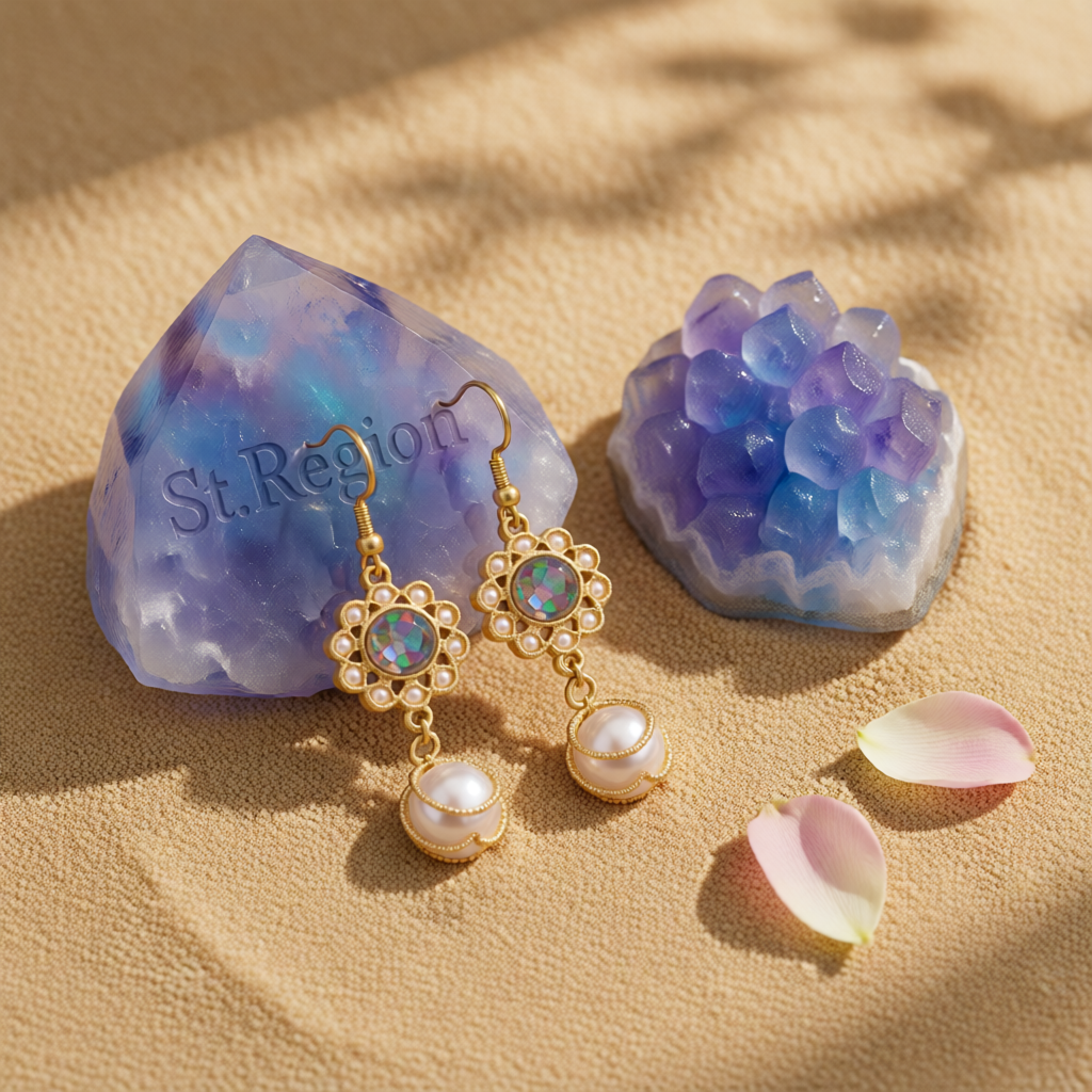 Pearl & Resin 18K Gold-Plated Flower Drop Earrings