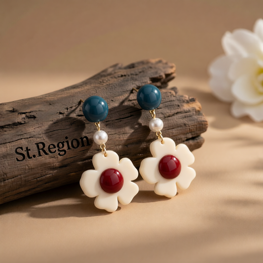 Pearl & Resin 18K Gold-Plated Flower Drop Earrings
