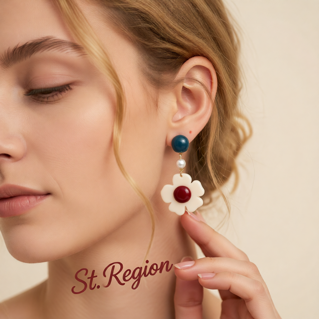 Pearl & Resin 18K Gold-Plated Flower Drop Earrings