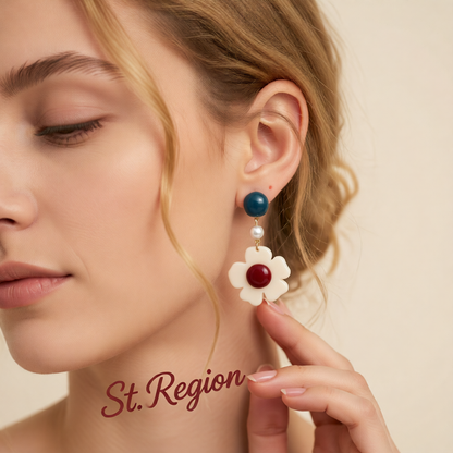 Pearl & Resin 18K Gold-Plated Flower Drop Earrings