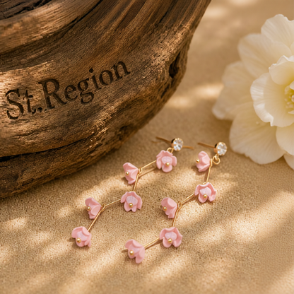 Cubic Zirconia & Acrylic 18K Gold-Plated Flower Drop Earrings