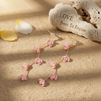 Cubic Zirconia & Acrylic 18K Gold-Plated Flower Drop Earrings
