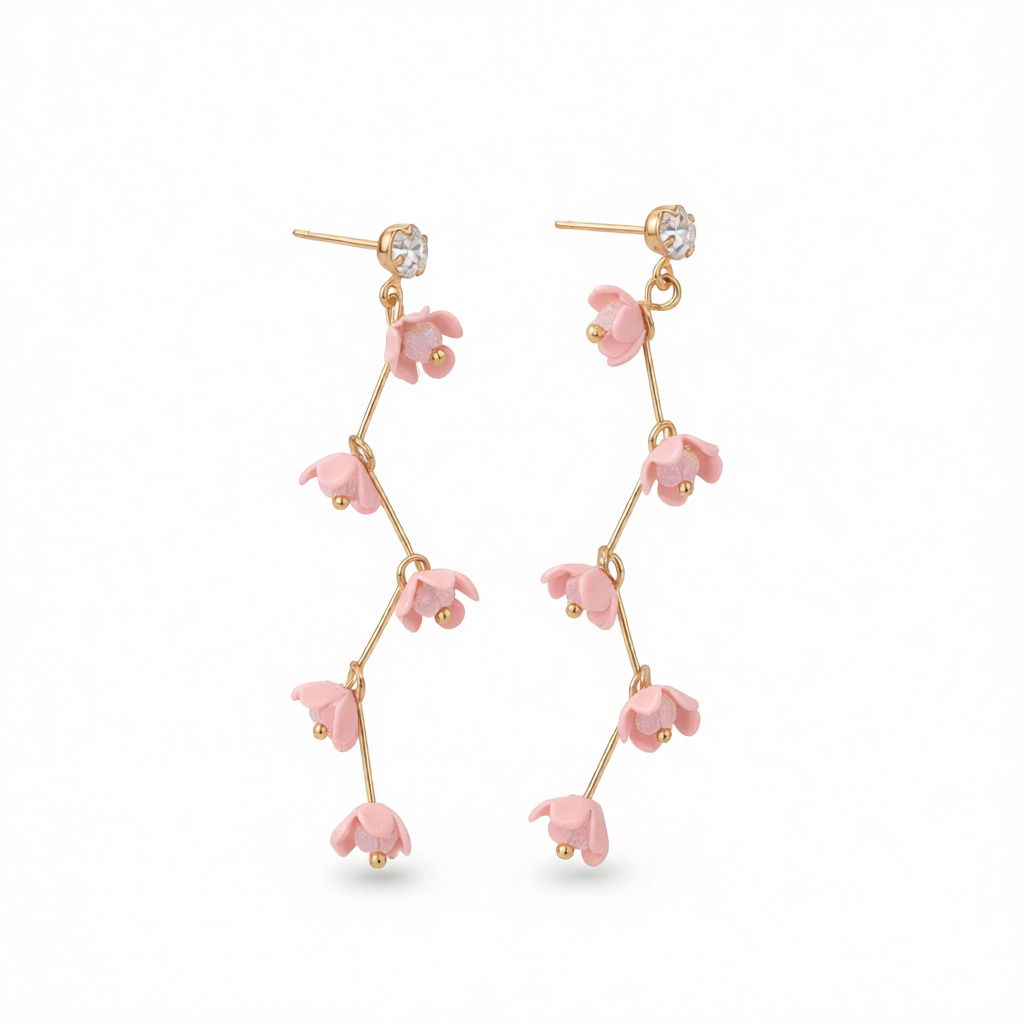 Cubic Zirconia & Acrylic 18K Gold-Plated Flower Drop Earrings