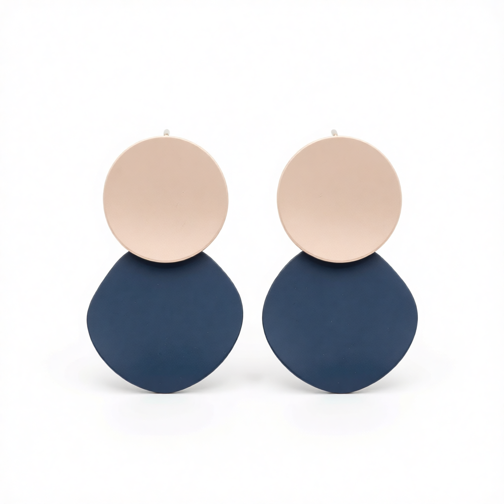 Blue Enamel & Silver-Plated Round Drop Earrings