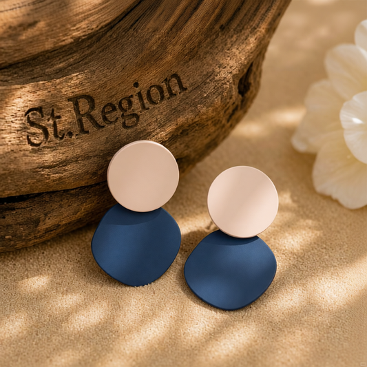 Blue Enamel & Silver-Plated Round Drop Earrings