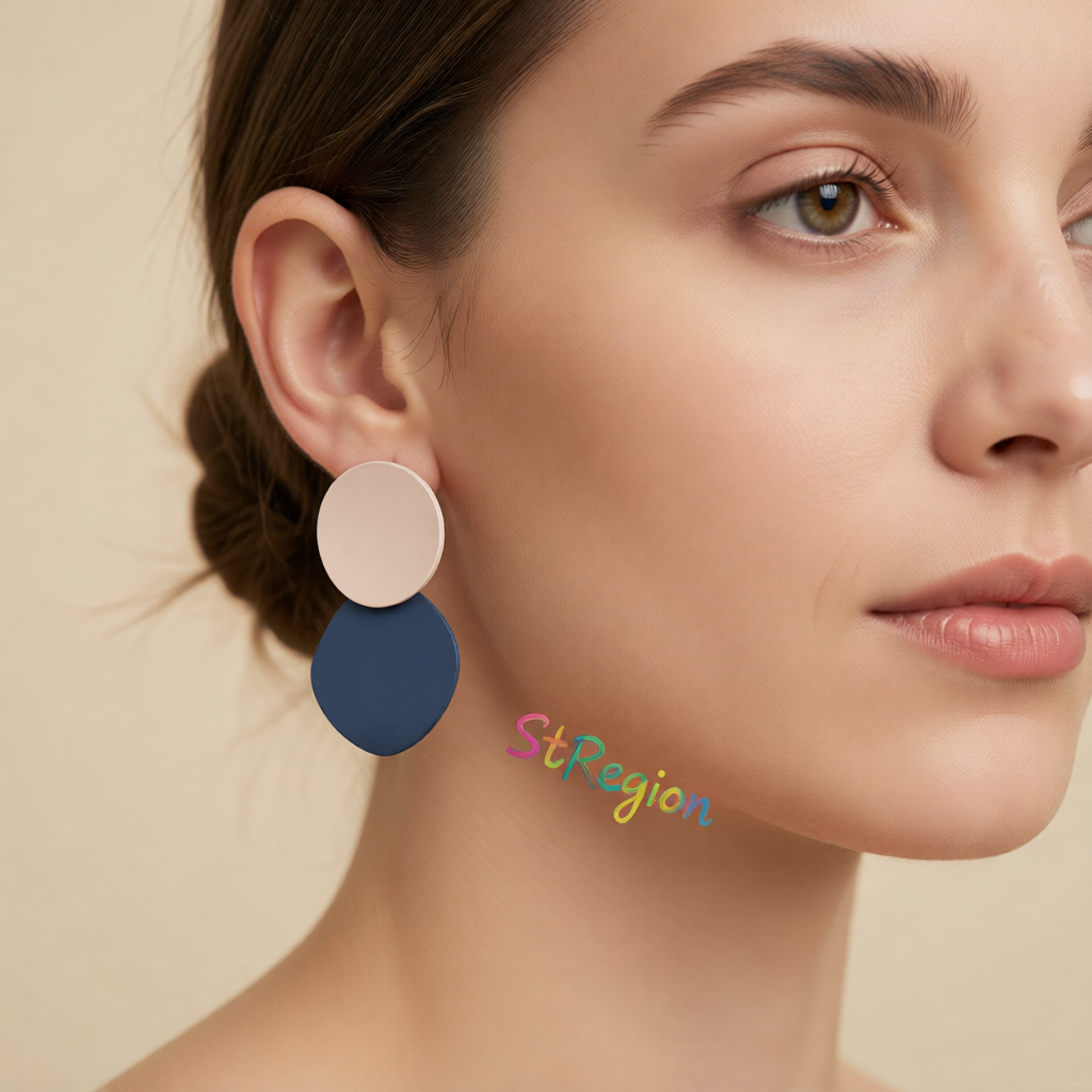 Blue Enamel & Silver-Plated Round Drop Earrings