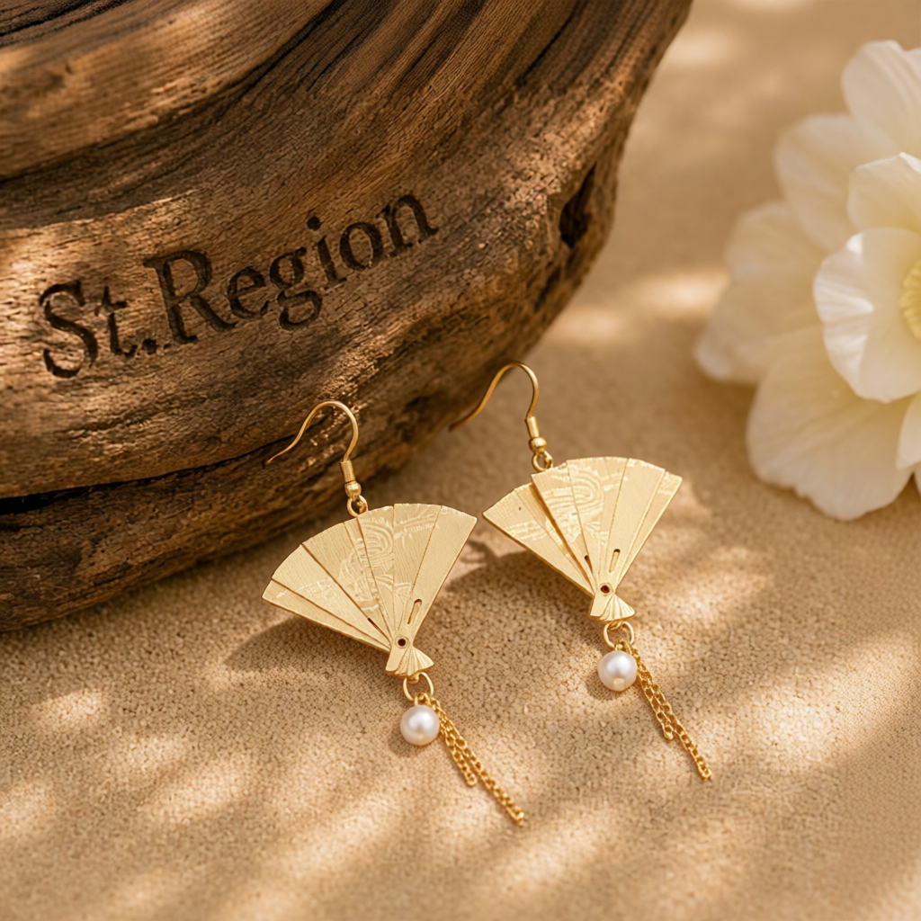 Pearl & 18K Gold-Plated Fan Drop Earrings