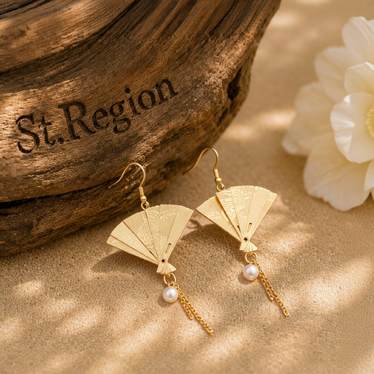 Pearl & 18K Gold-Plated Fan Drop Earrings