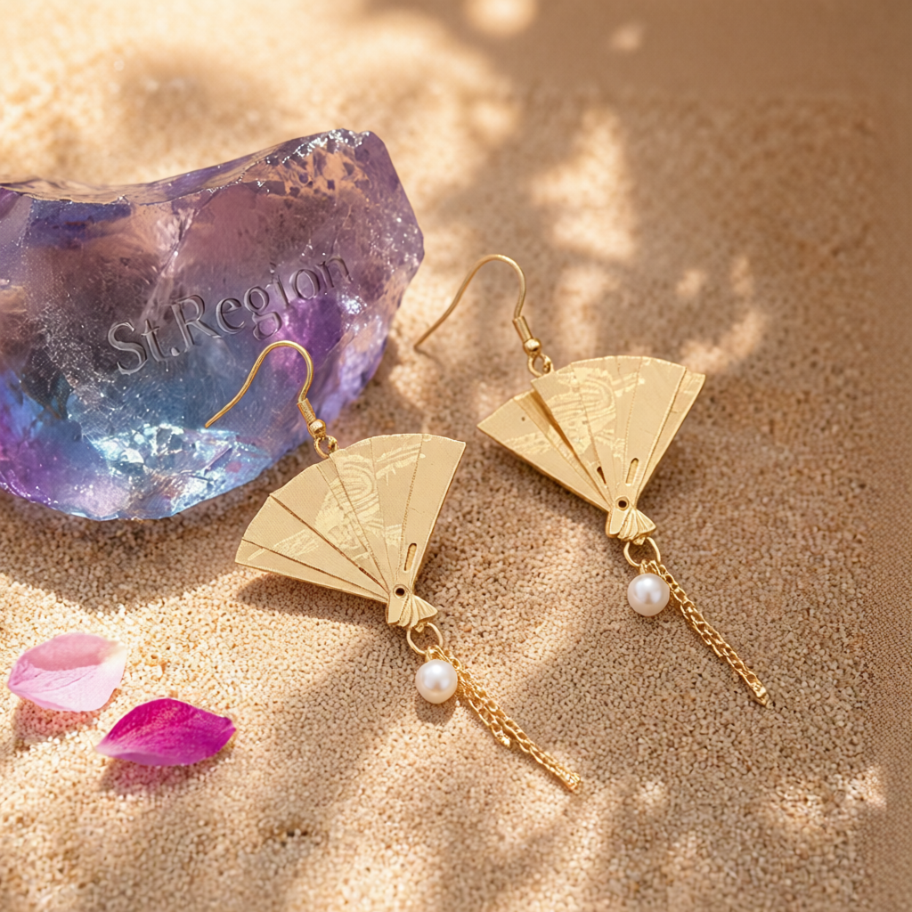 Pearl & 18K Gold-Plated Fan Drop Earrings
