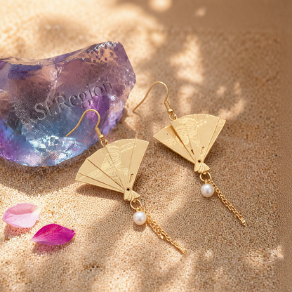 Pearl & 18K Gold-Plated Fan Drop Earrings