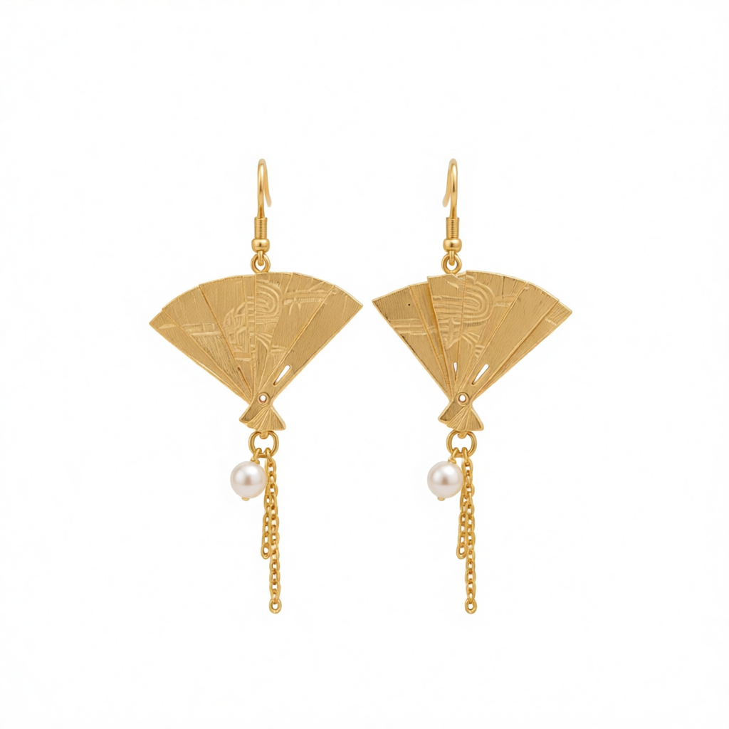 Pearl & 18K Gold-Plated Fan Drop Earrings