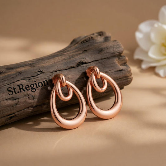 18K Rose Gold-Plated Interlocking Hoop Stud Earrings