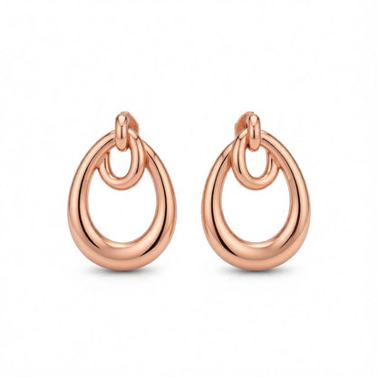 18K Rose Gold-Plated Interlocking Hoop Stud Earrings