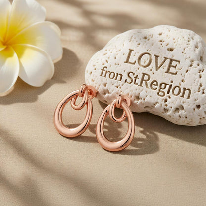 18K Rose Gold-Plated Interlocking Hoop Stud Earrings