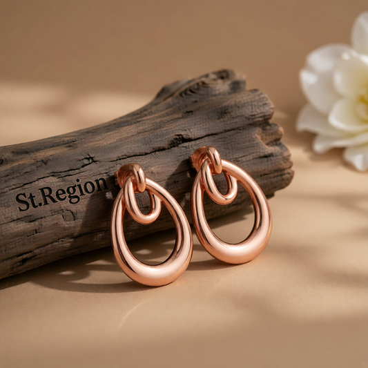 18K Rose Gold-Plated Interlocking Hoop Stud Earrings