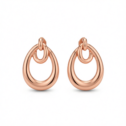 18K Rose Gold-Plated Interlocking Hoop Stud Earrings