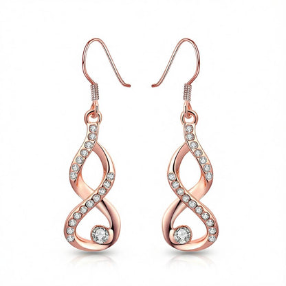 Cubic Zirconia & 18K Rose Gold-Plated Figure-Eight Drop Earrings