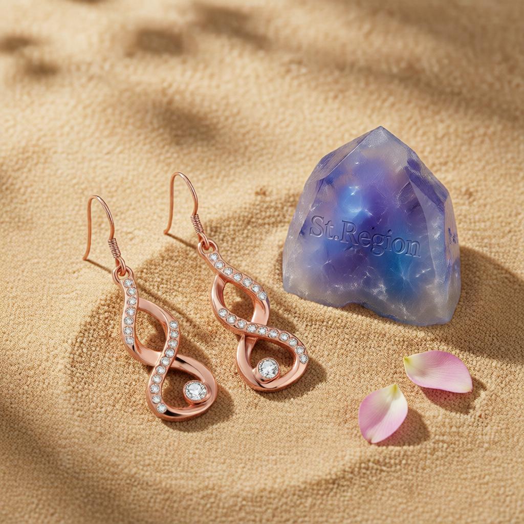 Cubic Zirconia & 18K Rose Gold-Plated Figure-Eight Drop Earrings
