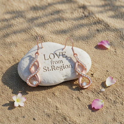 Cubic Zirconia & 18K Rose Gold-Plated Figure-Eight Drop Earrings