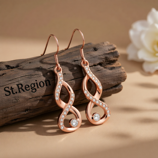 Cubic Zirconia & 18K Rose Gold-Plated Figure-Eight Drop Earrings