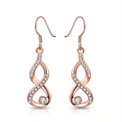 Cubic Zirconia & 18K Rose Gold-Plated Figure-Eight Drop Earrings