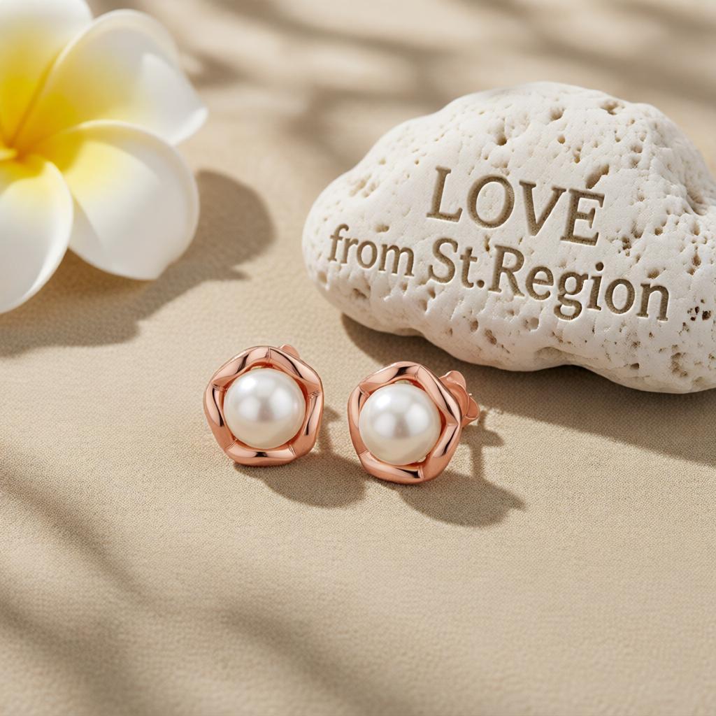 Pearl & 18K Rose Gold-Plated Shell Stud Earrings