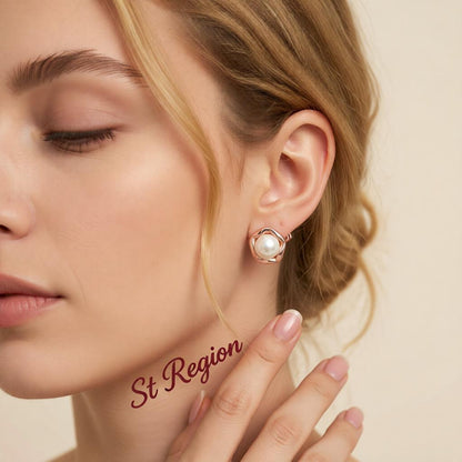 Pearl & 18K Rose Gold-Plated Shell Stud Earrings
