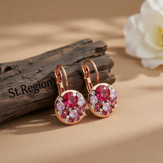 Red Crystal & 18K Rose Gold-Plated Huggie Earrings