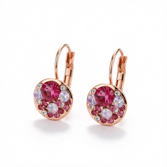 Red Crystal & 18K Rose Gold-Plated Huggie Earrings