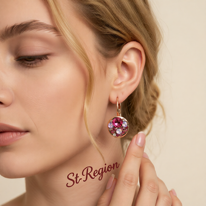 Red Crystal & 18K Rose Gold-Plated Huggie Earrings