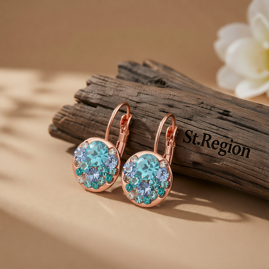 Blue Cubic Zirconia & 18K Rose Gold-Plated Huggie Earrings