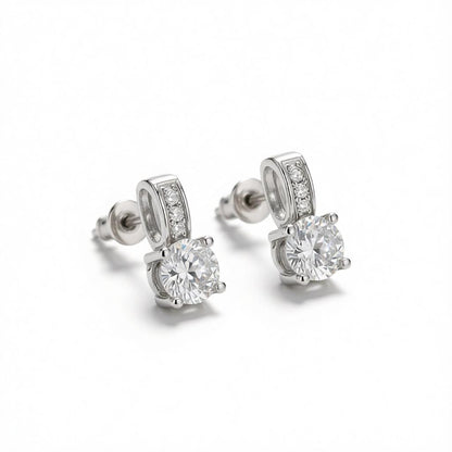 Cubic Zirconia & Silver-Plated Square Drop Earrings