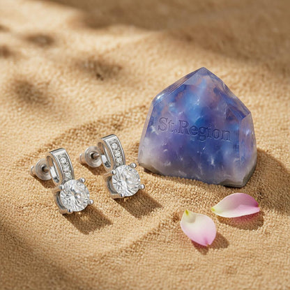Cubic Zirconia & Silver-Plated Square Drop Earrings