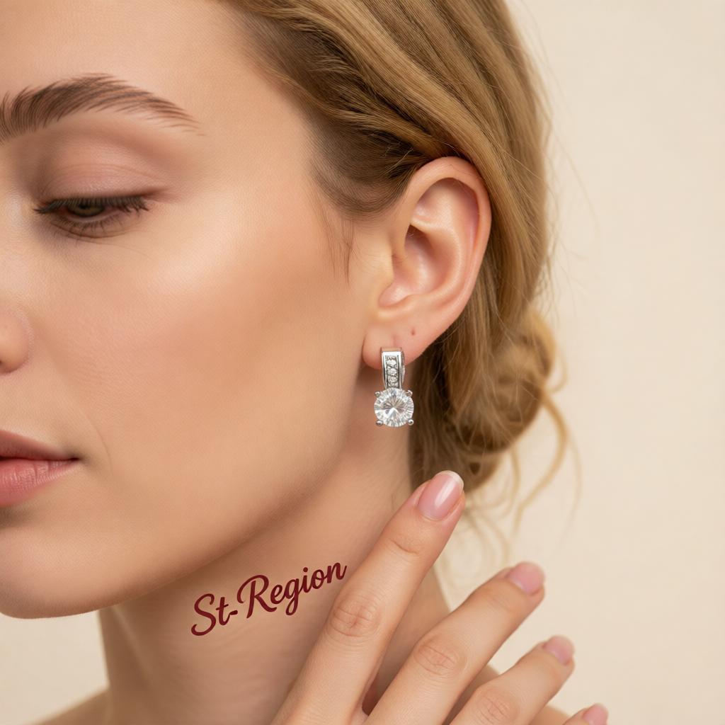 Cubic Zirconia & Silver-Plated Square Drop Earrings