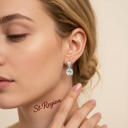 Cubic Zirconia & Silver-Plated Square Drop Earrings