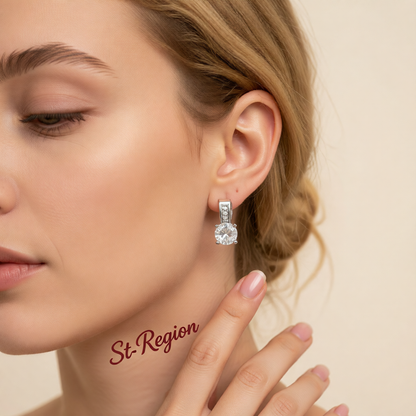 Cubic Zirconia & Silver-Plated Square Drop Earrings