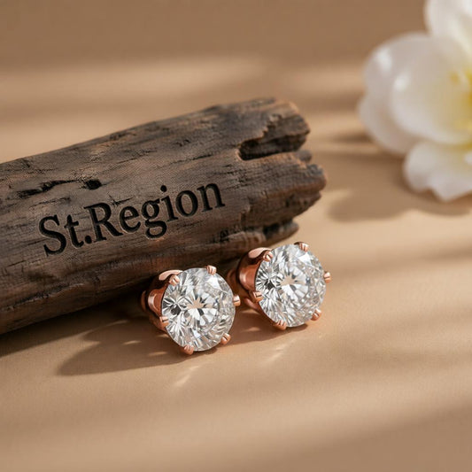 Cubic Zirconia & 18K Rose Gold-Plated Stud Earrings