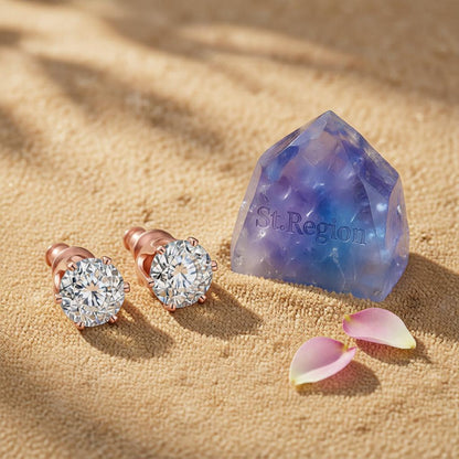 Cubic Zirconia & 18K Rose Gold-Plated Stud Earrings