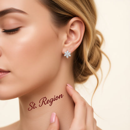 Cubic Zirconia and Silver-Plated Snowflake Huggie Earrings, silver huggie earrings, elegant gift for her, styled look