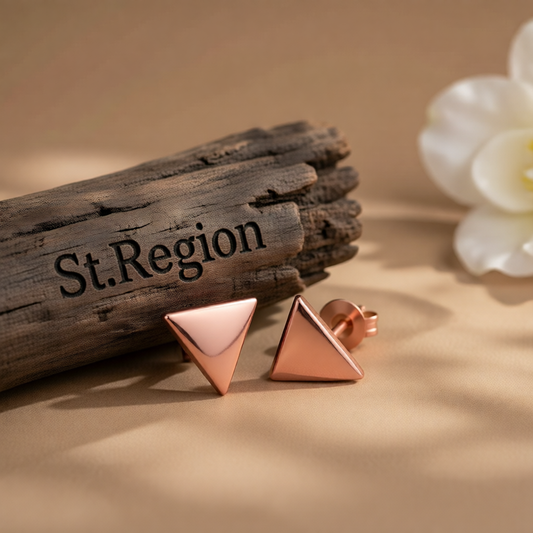 18K Rose Gold-Plated Triangle Stud Earrings