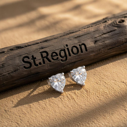 Crystal & Silver-Plated Heart Stud Earrings