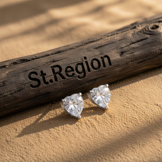 Crystal & Silver-Plated Heart Stud Earrings